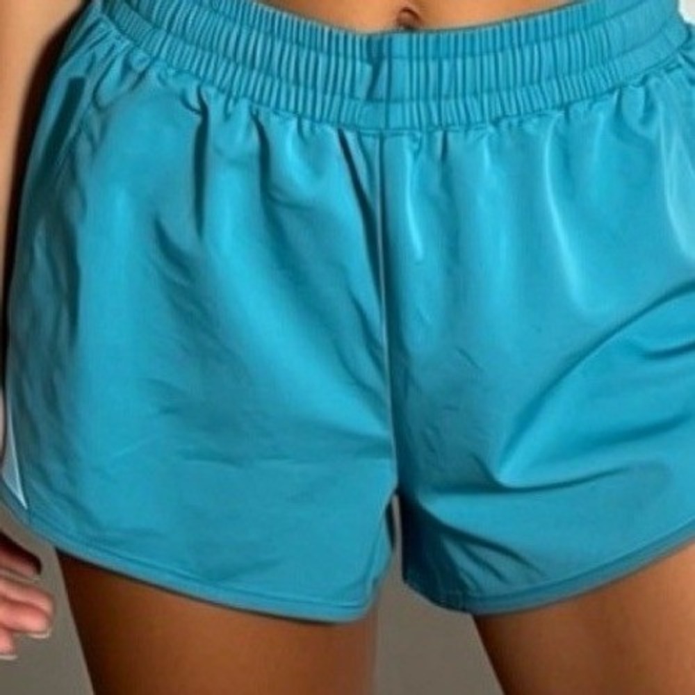 All in Motion Mens Teal Blue Running Shorts with‎ Liner and Zipper Pocket Large